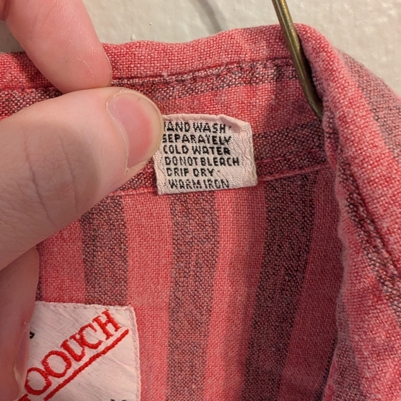 Coral Men's Striped Casual Button Down Shirt - Picture 4 of 7